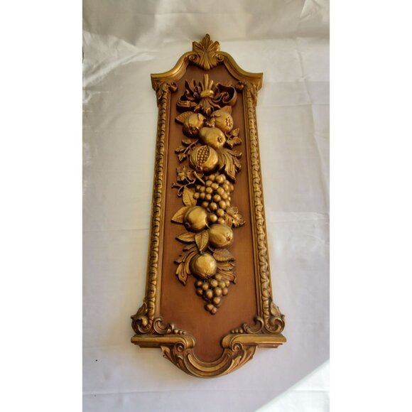 Vintage Mid Century 1974 Syroco Grapes Pomegranates Wall Plaque Large 41'' - Picture 1 of 10